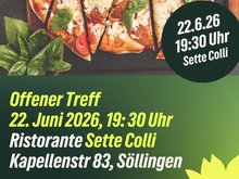 Sharepic: Nächster offener Treff am 22.06.2026 um 19:30 Uhr im Sette Colli in Söllingen